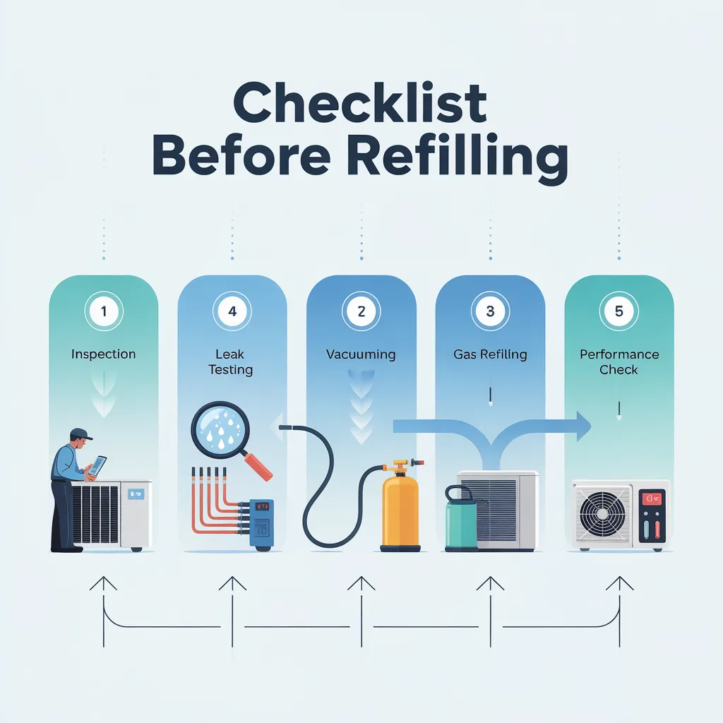 AC Gas Refilling Process Step by Step
