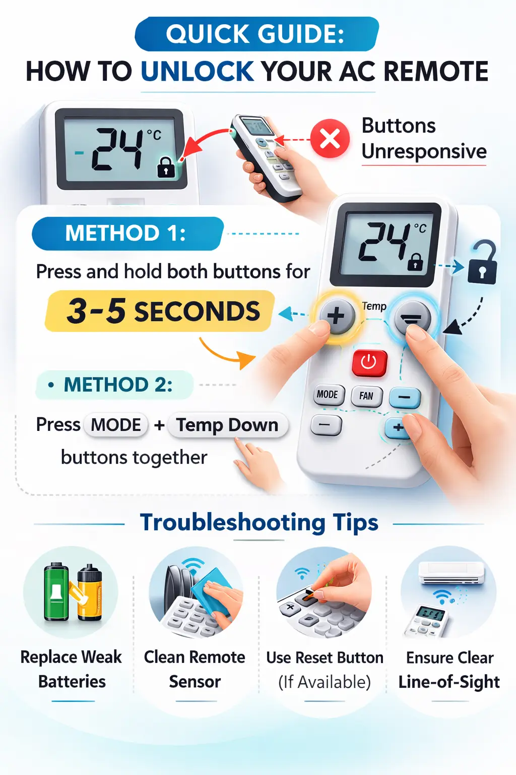 how to unlock ac remote​